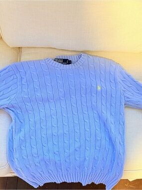 Ralph Lauren Light Blue Cable Knit Crewneck Sweater